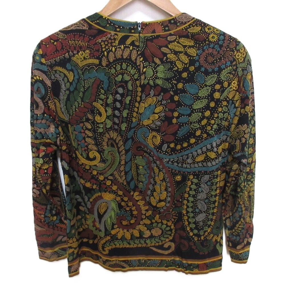 美品 LEONARD レオナール ペイズリープリント ウール×シルク 長袖