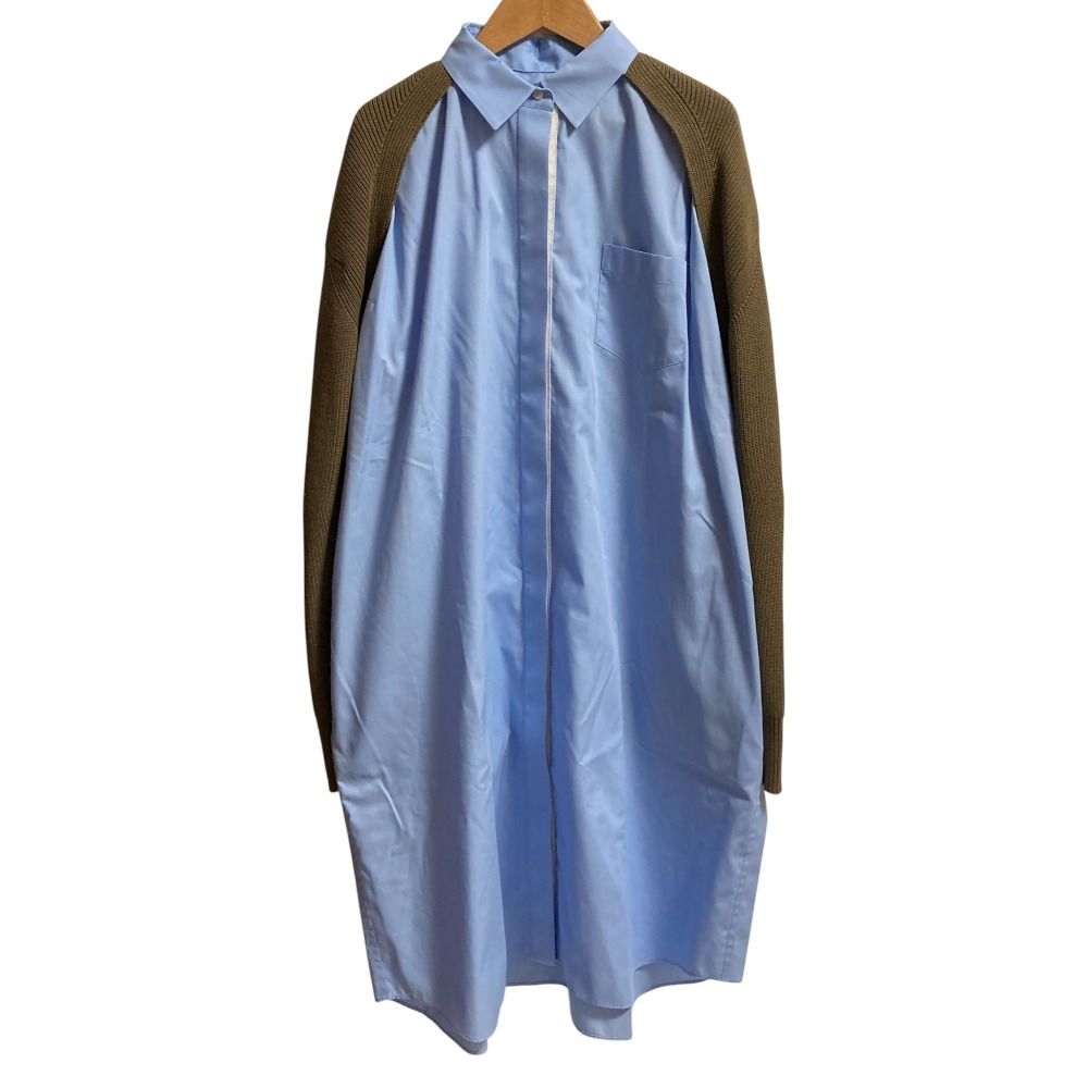 美品 sacai サカイ COTTON POPLIN KNIT DRESS ワンピース 23-06531