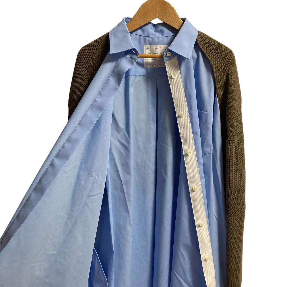 美品 sacai サカイ COTTON POPLIN KNIT DRESS ワンピース 23-06531  