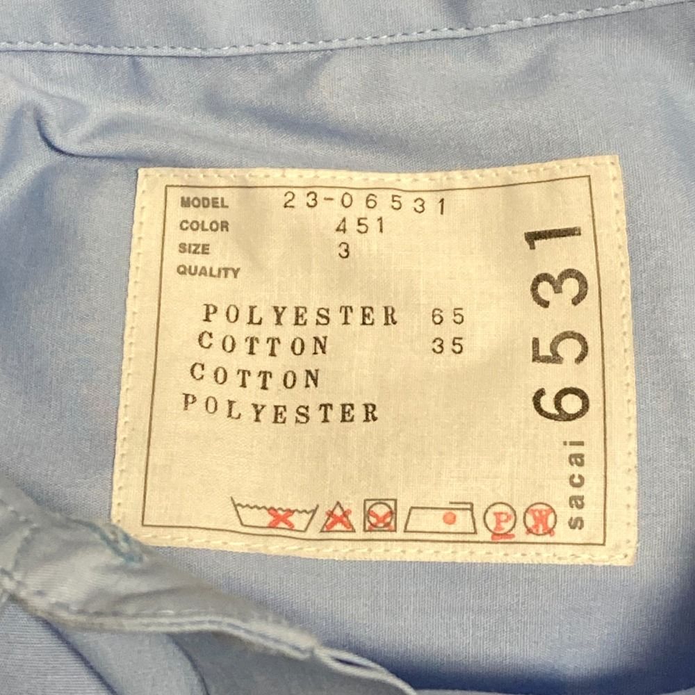 美品 sacai サカイ COTTON POPLIN KNIT DRESS ワンピース 23-06531  