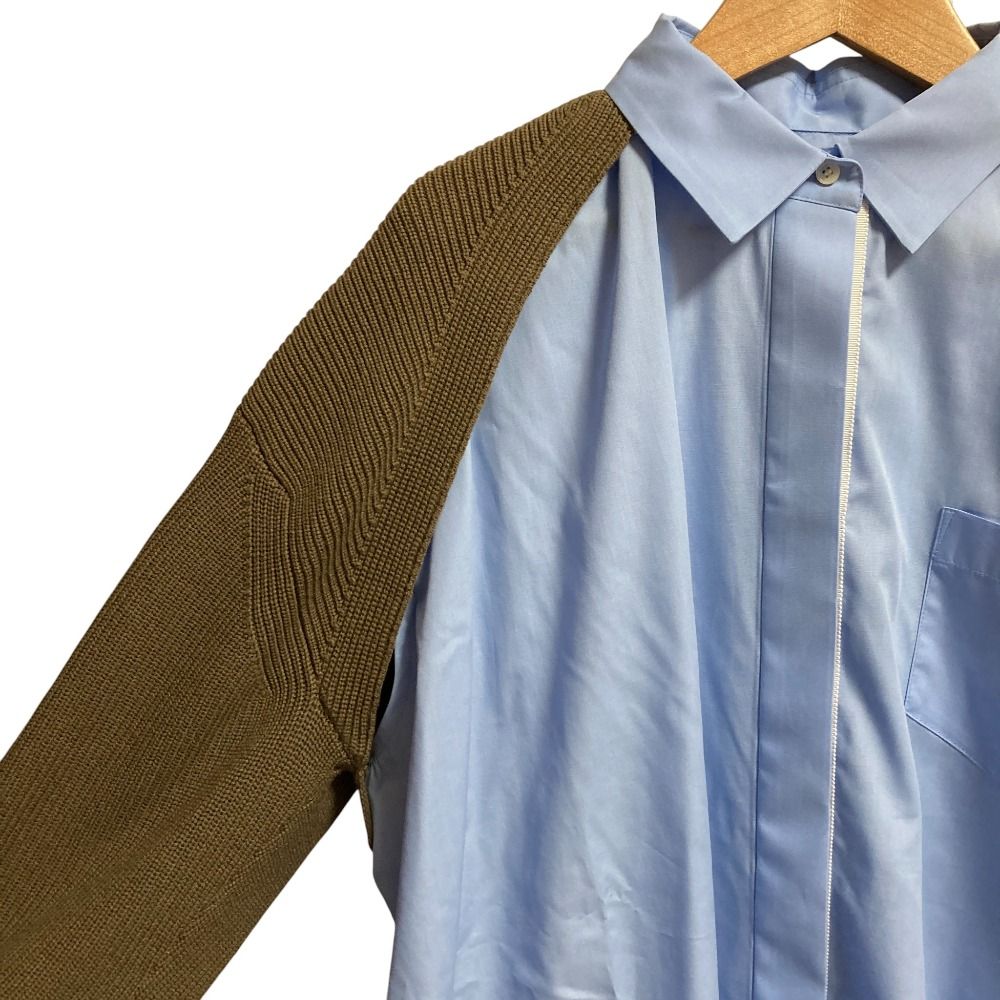 美品 sacai サカイ COTTON POPLIN KNIT DRESS ワンピース 23-06531  