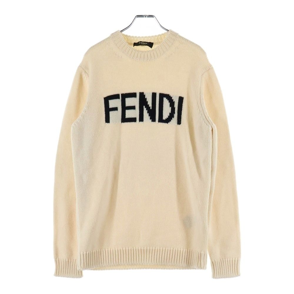 FENDI (フェンディ) ロゴジャガード ウール クルーネック プルオーバー