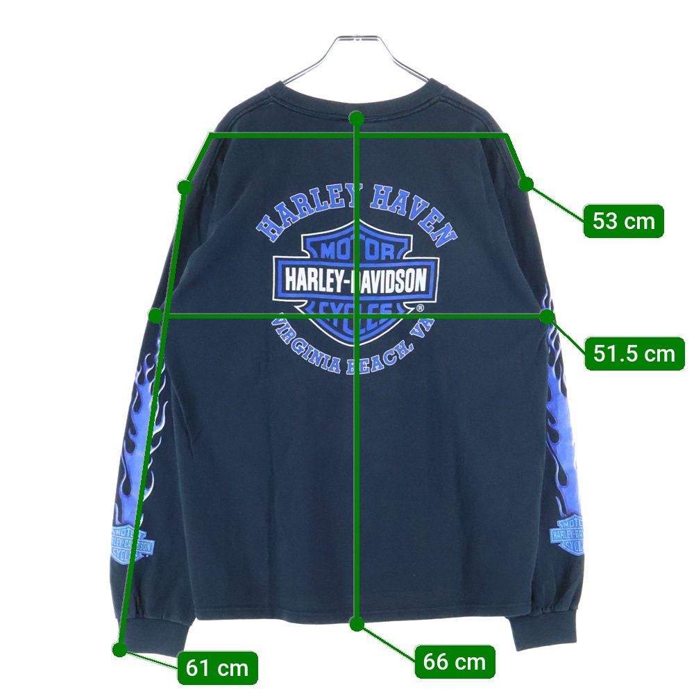 【ヴィンテージ】HARLEY DAVIDSON ブルーフレイム ロンT XL HARLEY DAVIDSON (ハーレーダビッドソン) 00s VINTAGE BLUE FLAME L/S