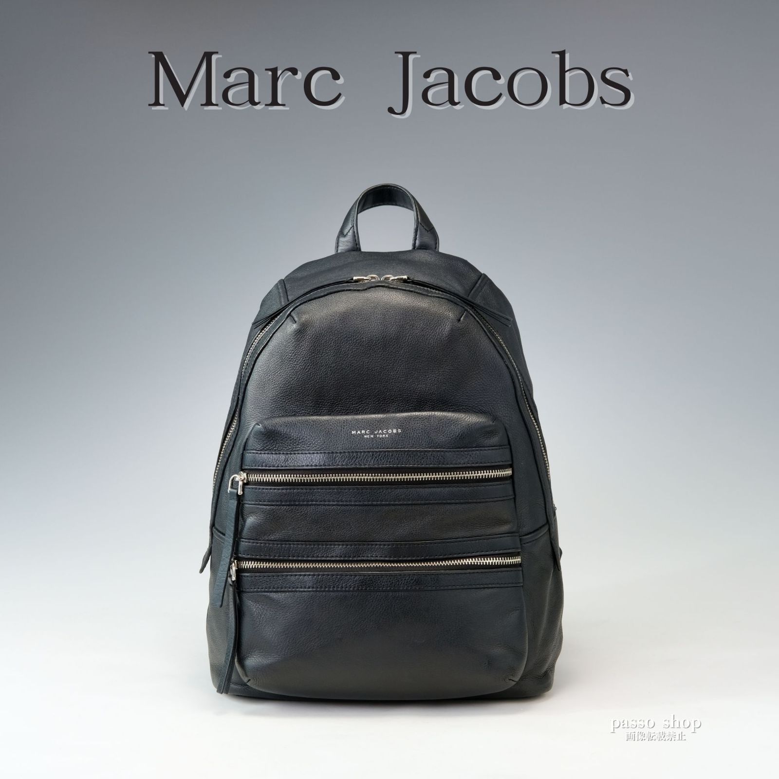 希少】MARC JACOBS マークジェイコブス リュック 黒 シボ革 希少】MARC JACOBS マークジェイコブス リュック 黒 シボ革