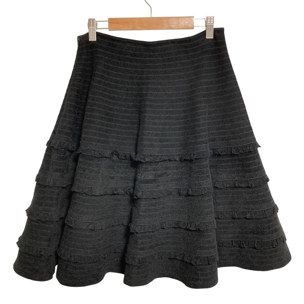 良品 FOXEY フォクシー ストライプ ティアード フレアスカート 34336