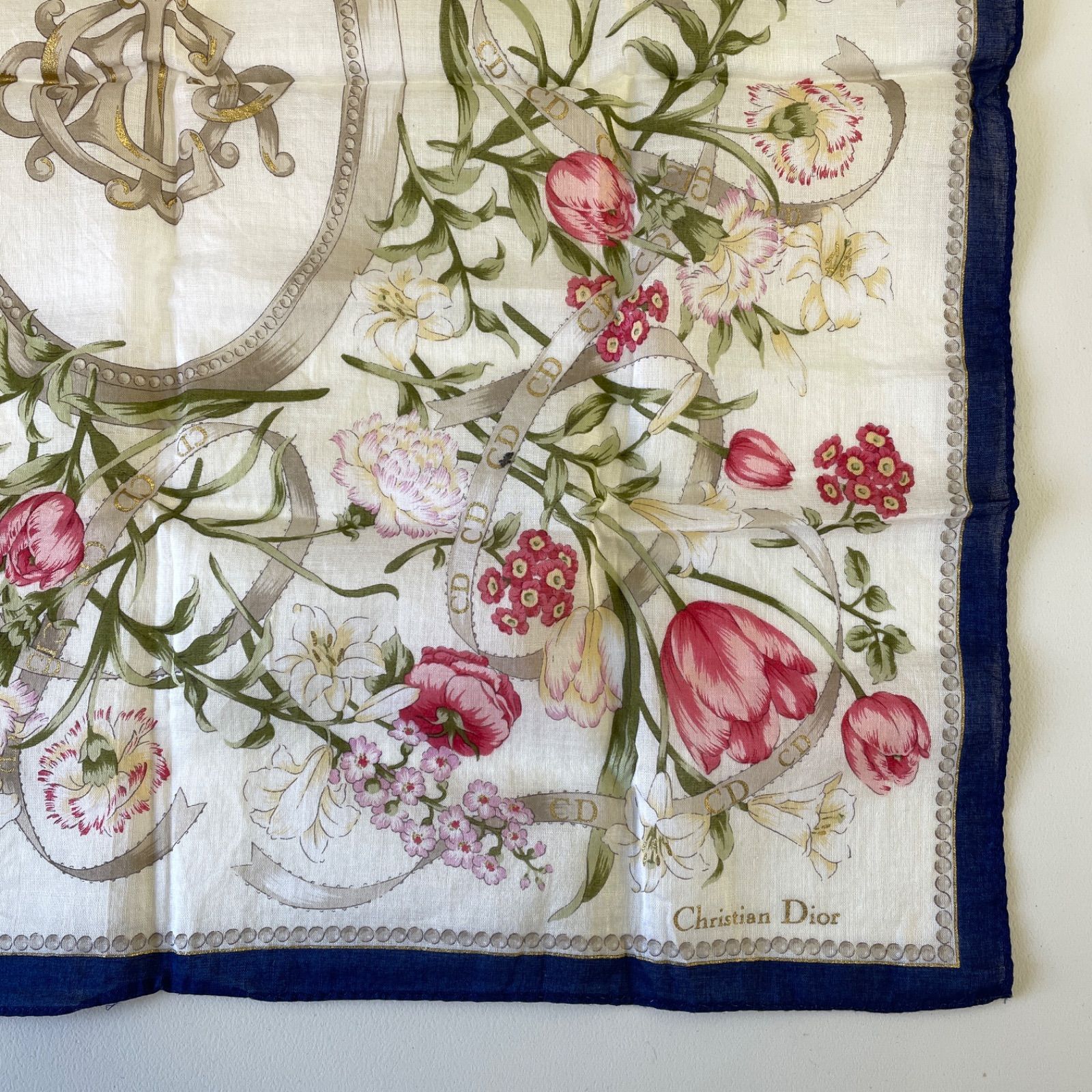 Christian Dior クリスチャンディオール 花柄 ハンカチ スカーフ