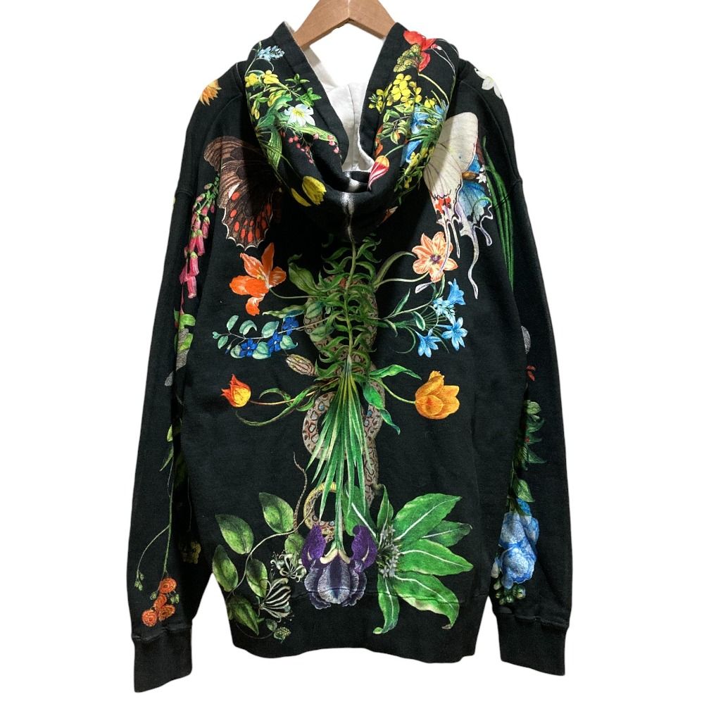 美品 Ahcahcum あちゃちゅむ お花の体 ジップアップパーカー ブラック