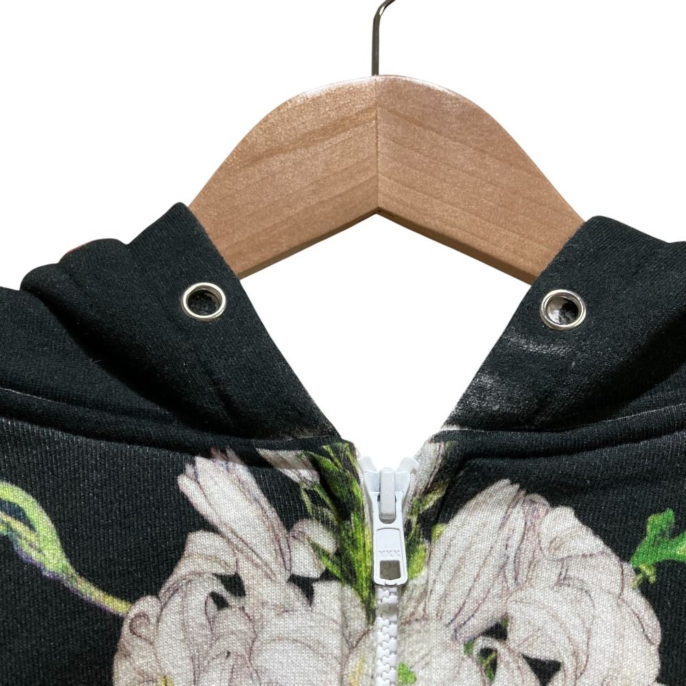 美品 Ahcahcum あちゃちゅむ お花の体 ジップアップパーカー ブラック