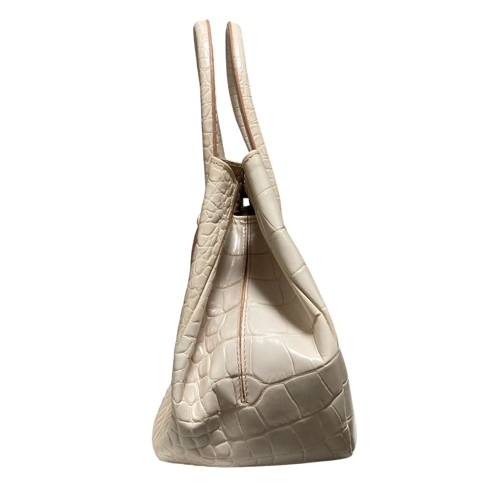 新品同様 FURLA フルラ クロコ型押し トートバッグ ライトベージュ