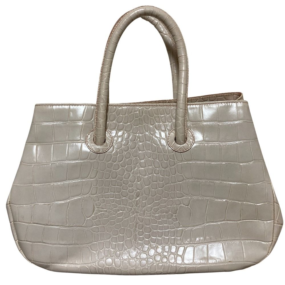 新品同様 FURLA フルラ クロコ型押し トートバッグ ライトベージュ