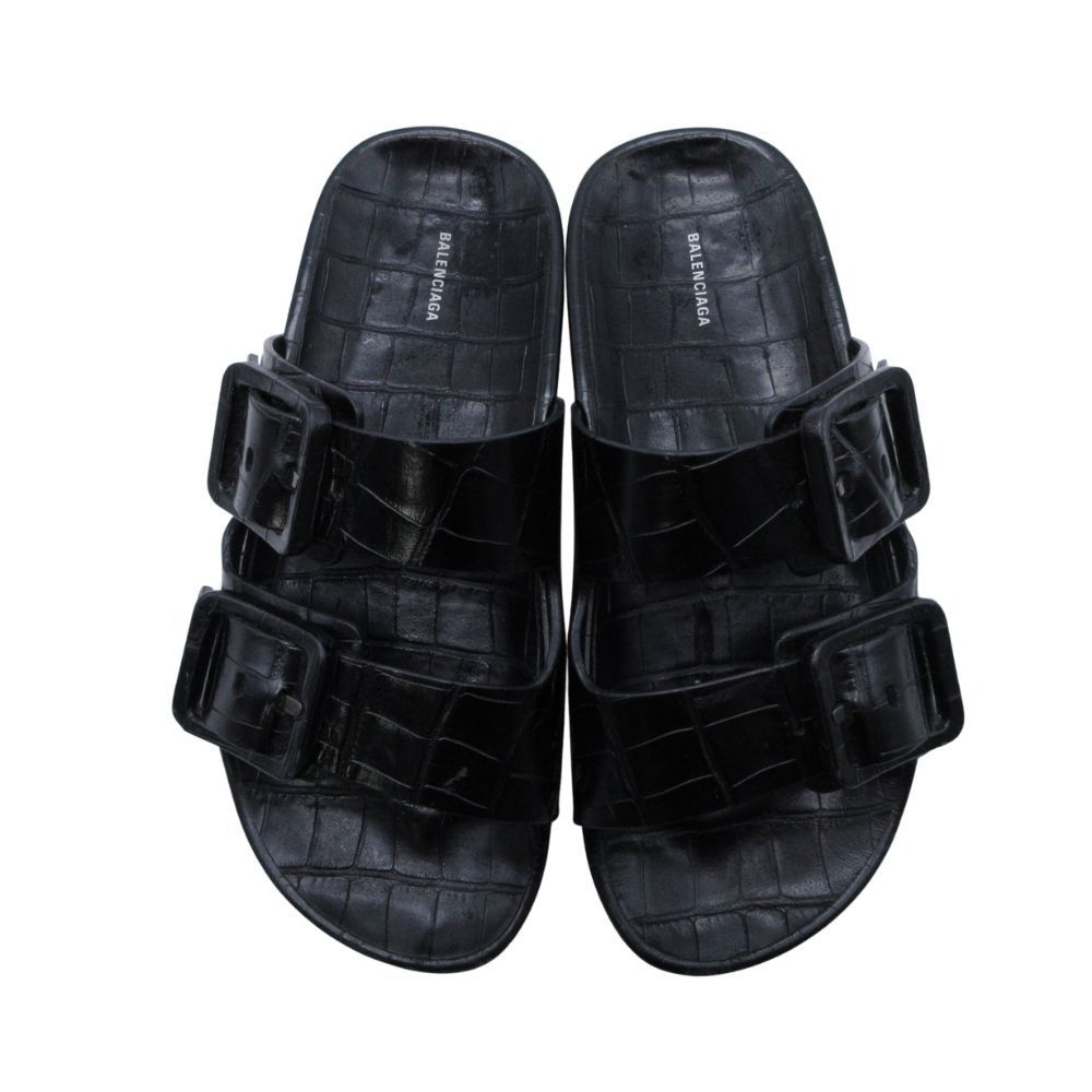 美品 BALENCIAGA バレンシアガ Mallorca マヨルカ クロコ型押し ダブル