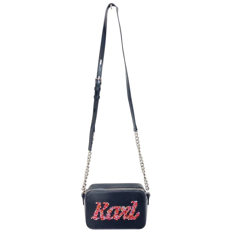 【美品】Karl Lagerfeld カールラガーフェルド ショルダーバッグ 良品 KARL LAGERFELD カールラガーフェルド ショルダーバッグ ブラック