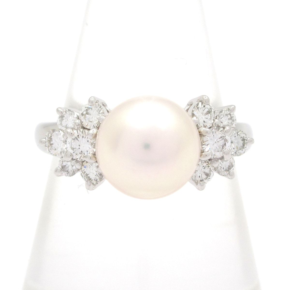 13/美品 田崎真珠 タサキ Pt900 パール約8.2㎜珠 リング 指輪 田崎真珠/TASAKI(タサキシンジュ) リング美品 - Pt900×白×ダイヤモンド