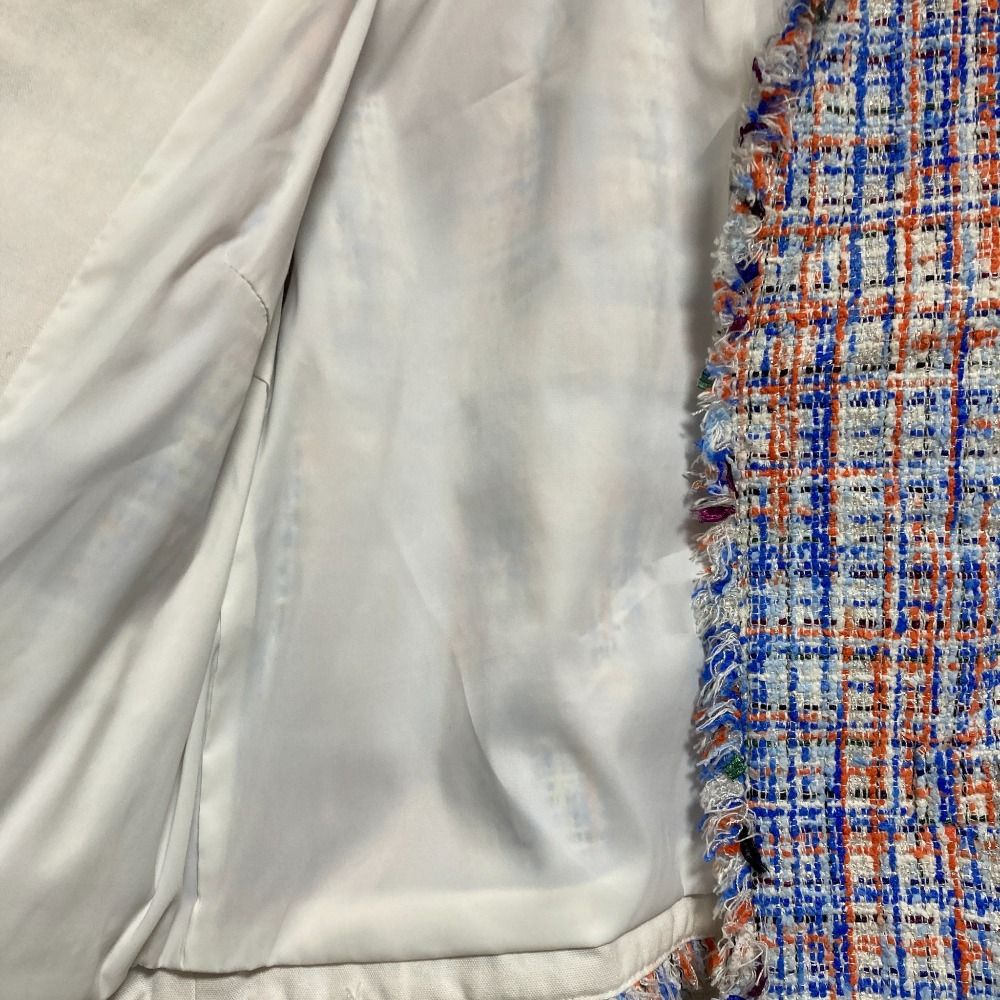 美品 LOUNIE ルーニィ ツイード ノーカラージャケット サイズ38 マルチ