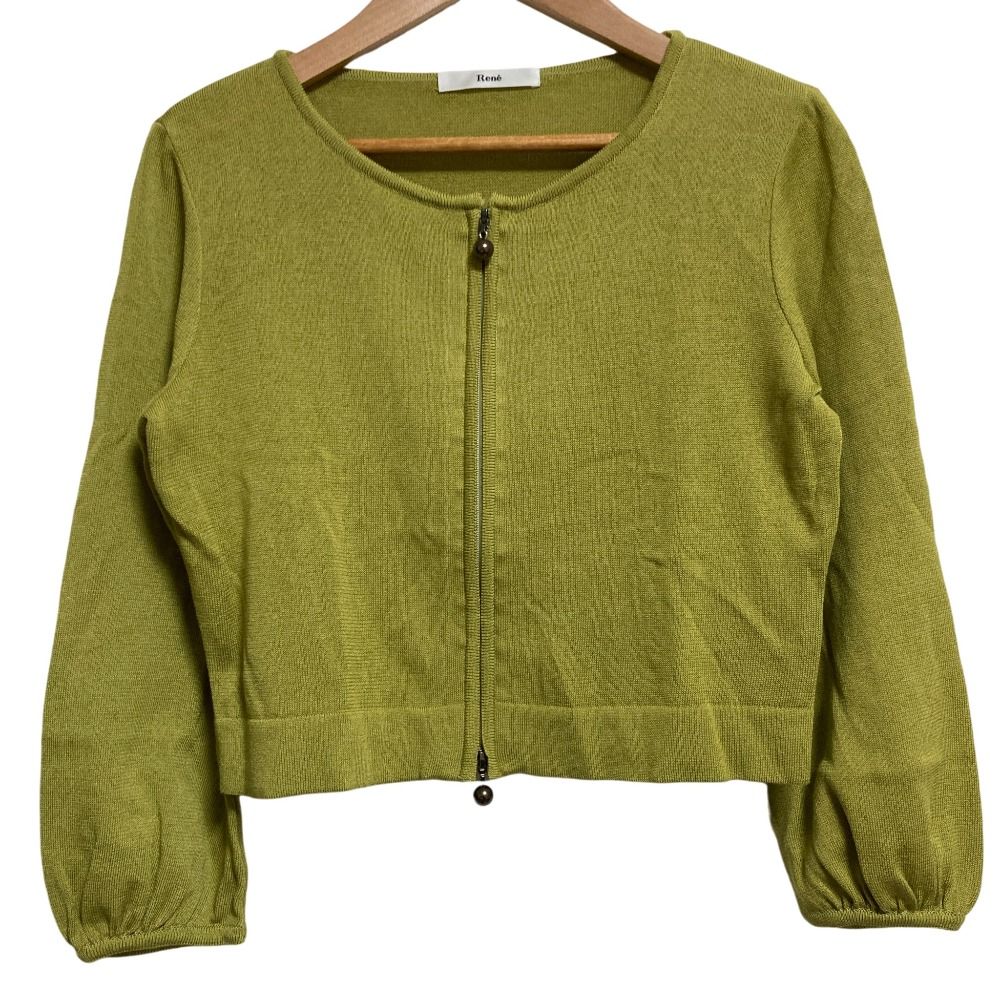 美品 Rene ルネ ブローチ付き カーディガン サイズ36 グリーン