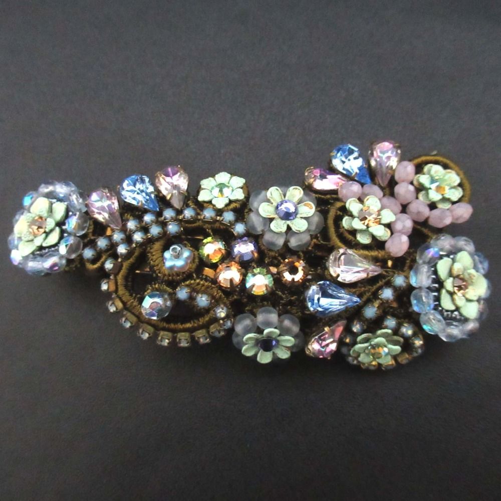 美品 Michal Negrin ミハエルネグリン レース ビジュー バレッタ ヘア