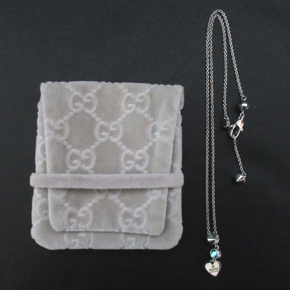 美品 GUCCI グッチ ハートモチーフ ブルートパーズ ネックレス