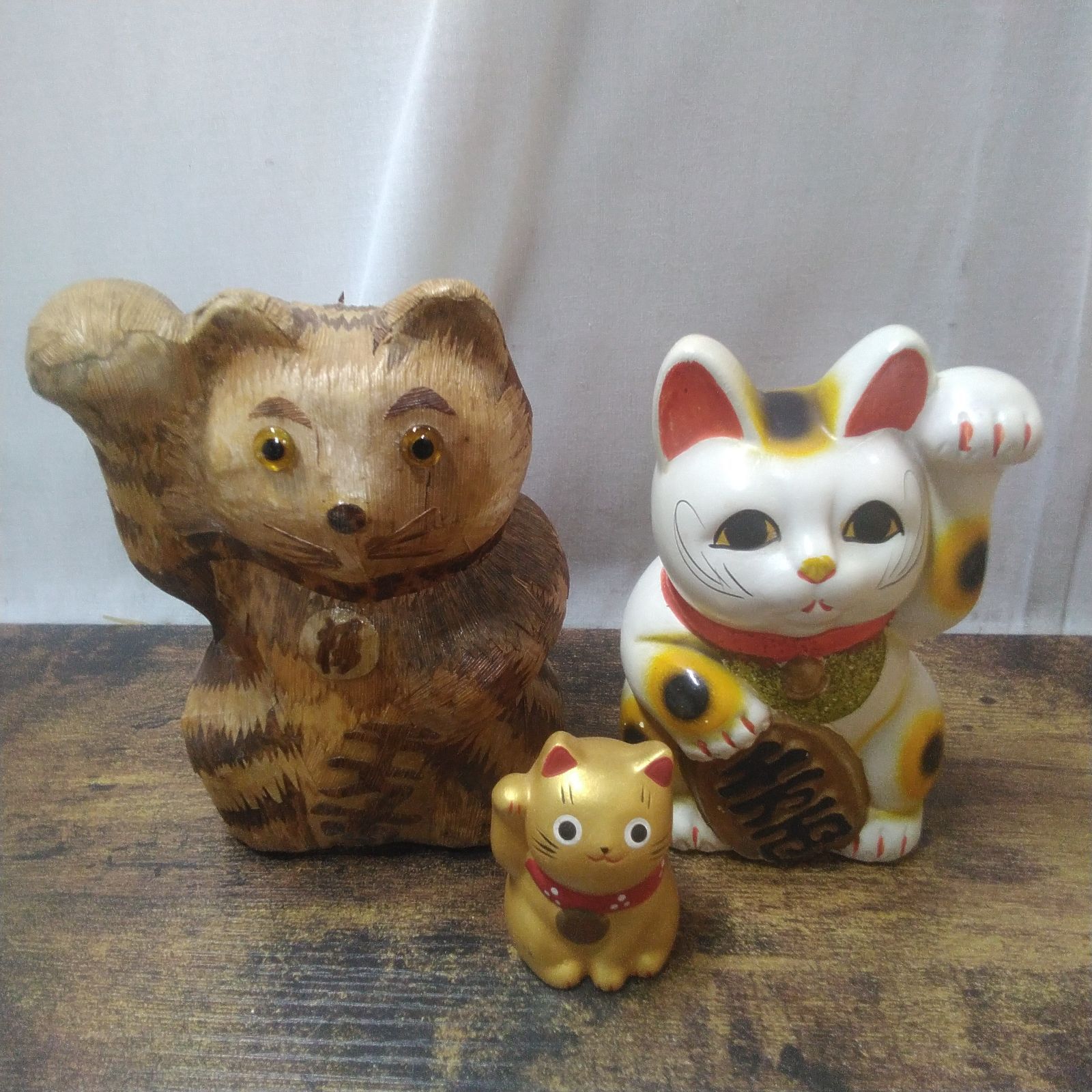 笹の葉、陶器 招き猫 3点セット R286 - メルカリ