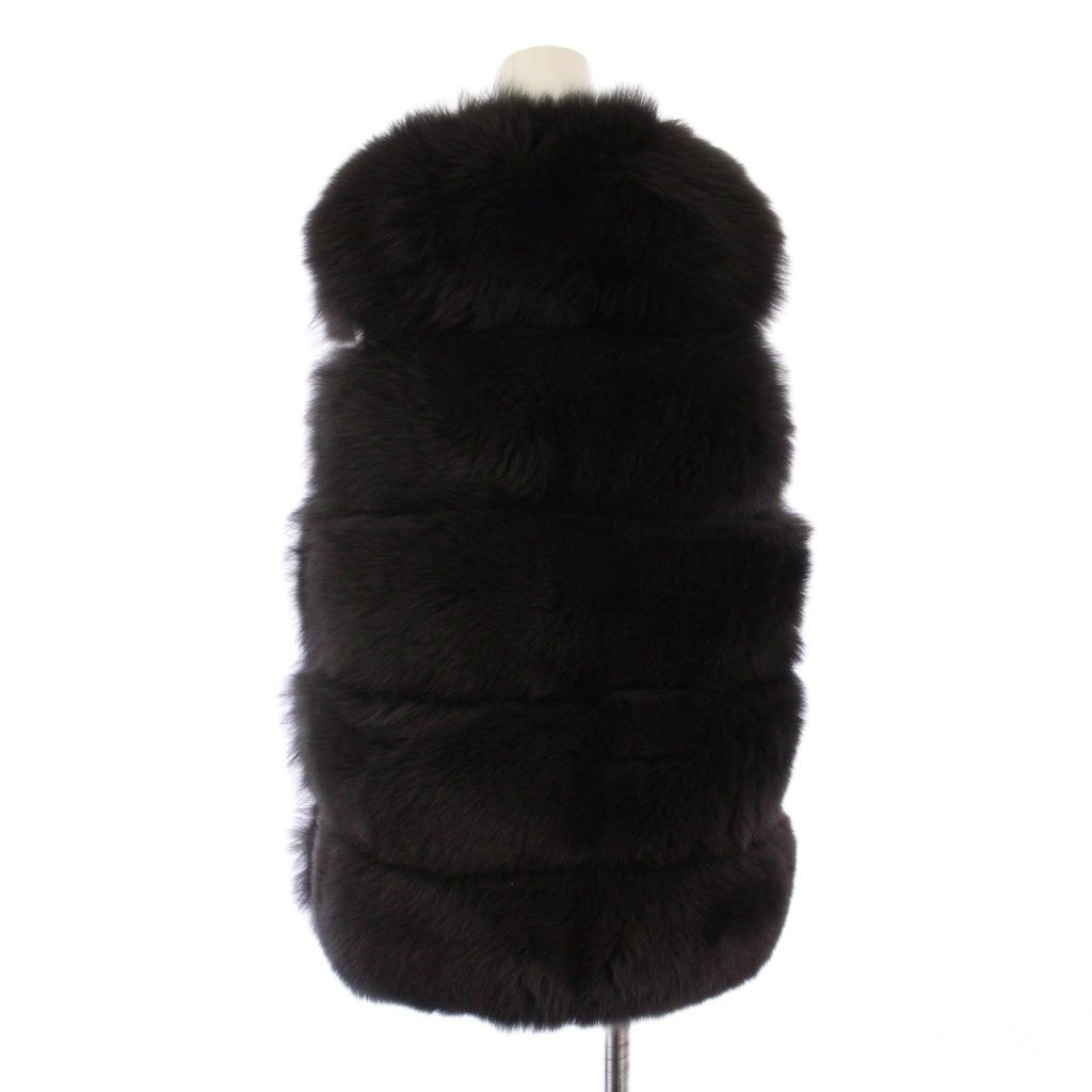 u-big 石井毛皮　フォックスファー　ジレ　黒　M ユービッグ U-Big 石井毛皮 フォックスファーベスト ノーカラー