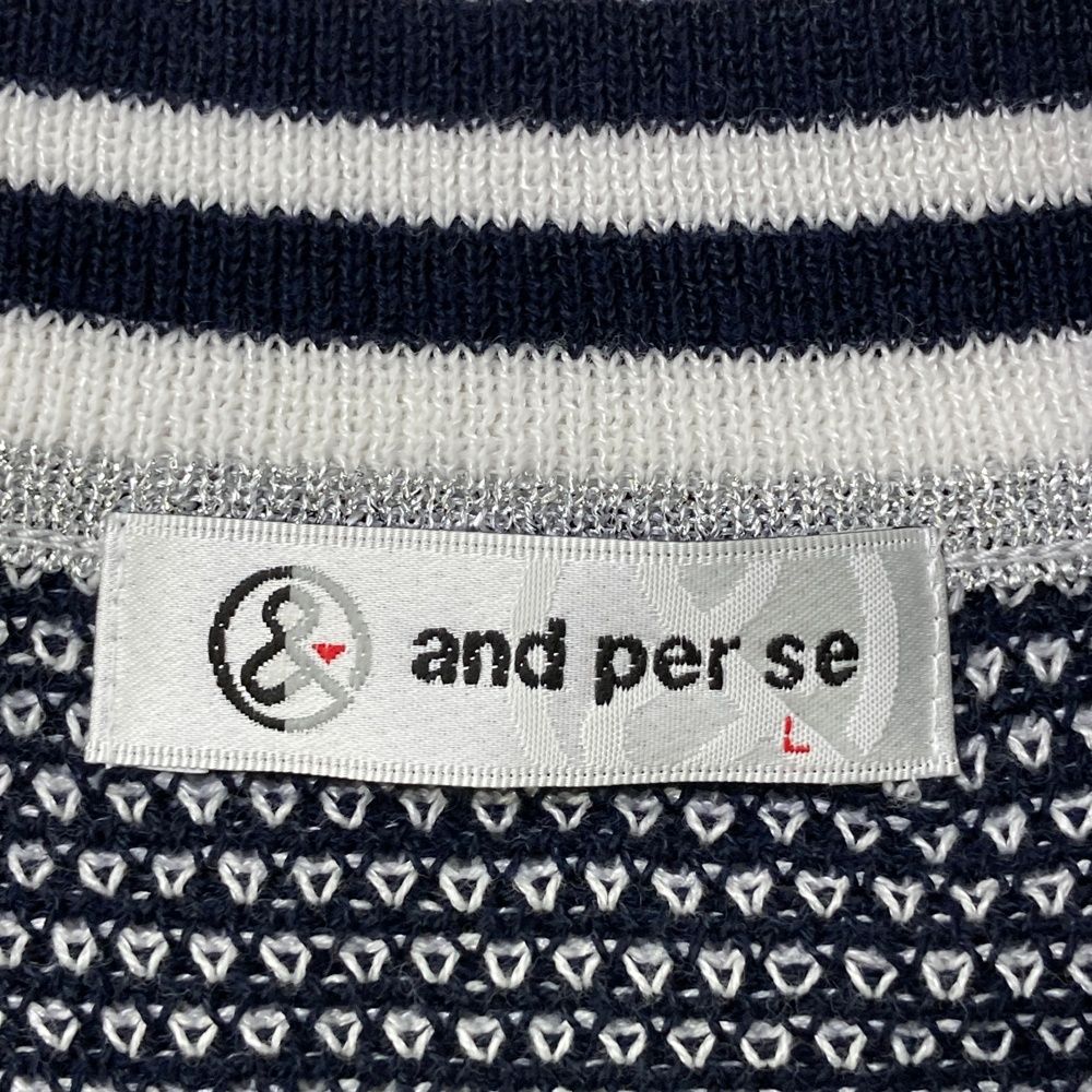 サイズ：L AND PER SE アンパスィ Vネック ニットベスト ワッペン 総柄