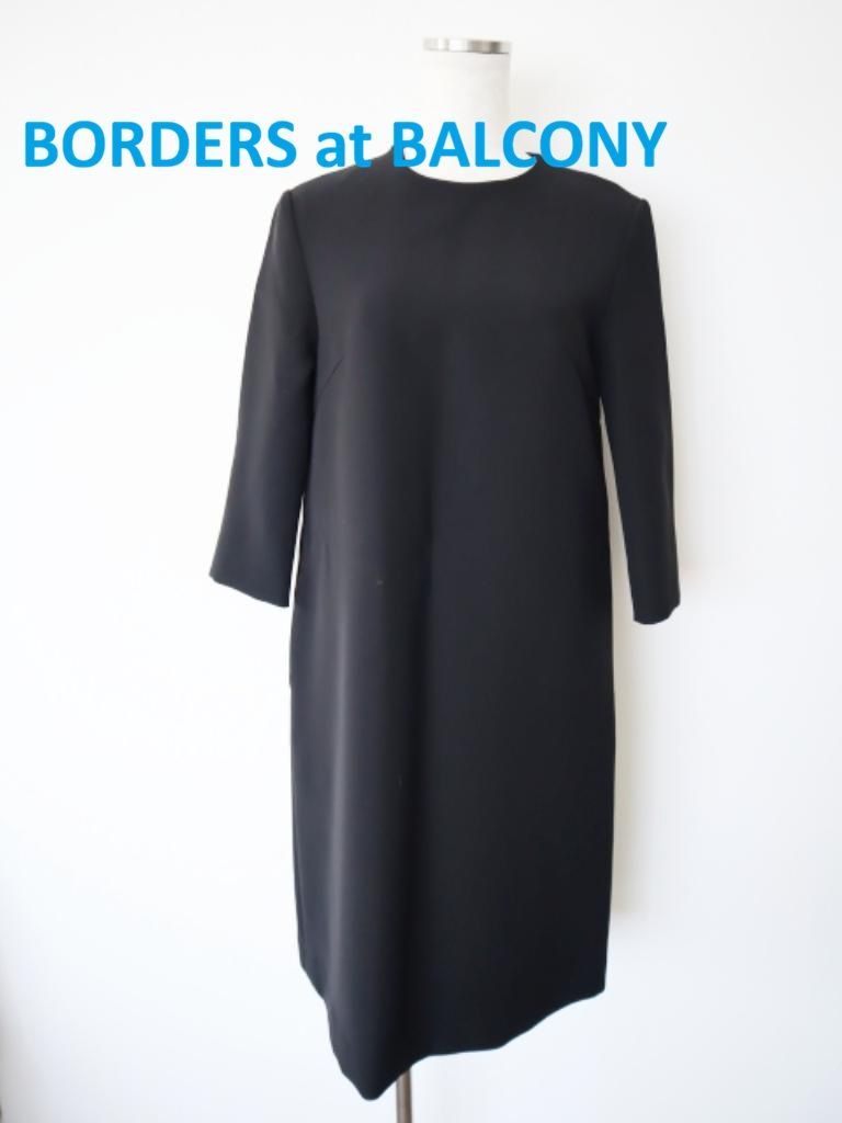 BORDERS at BALCONY ボーダーズアットバルコニー 七分袖無地ワンピース