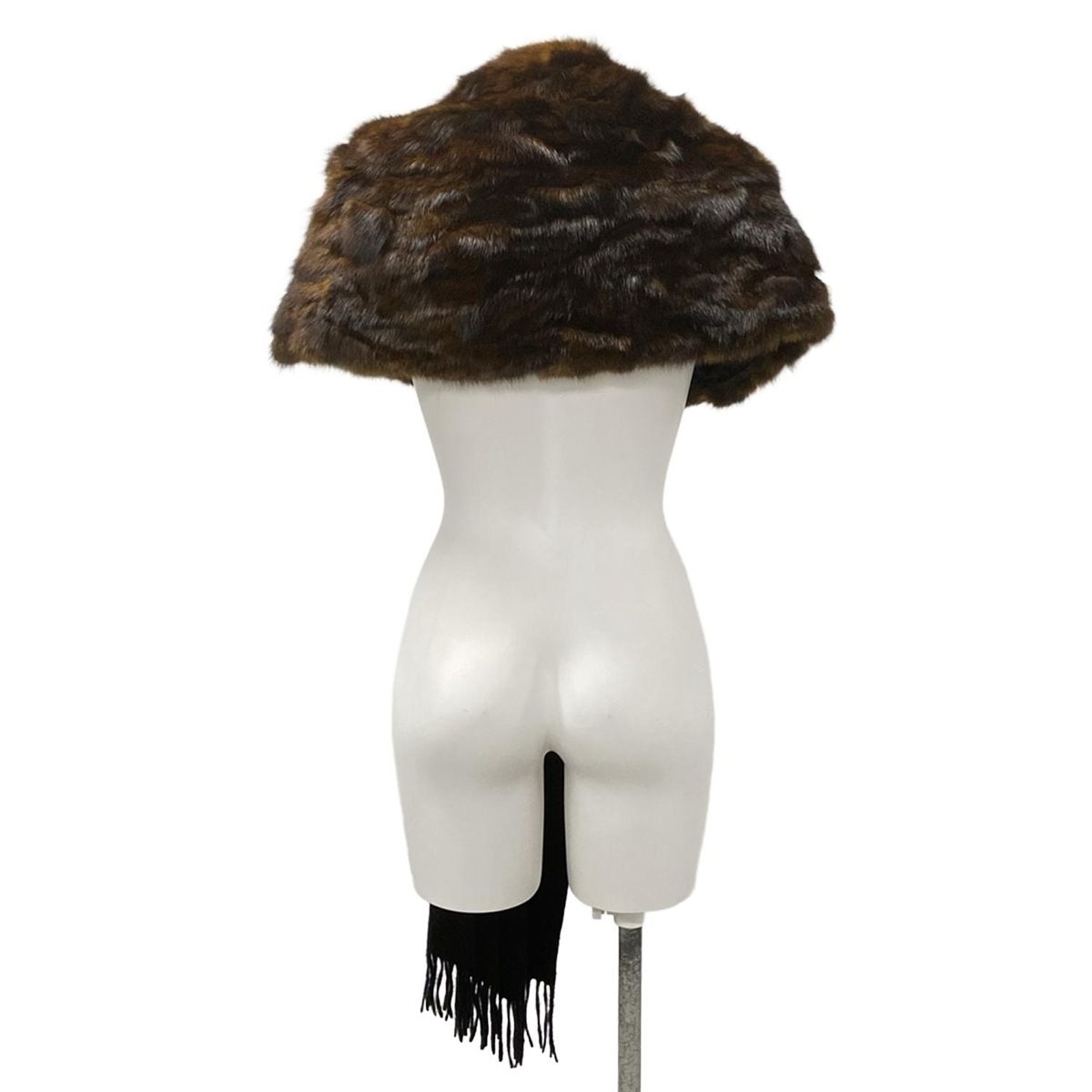 FENDI(フェンディ) マフラー - 黒×ダークブラウン カシミヤ、ファー