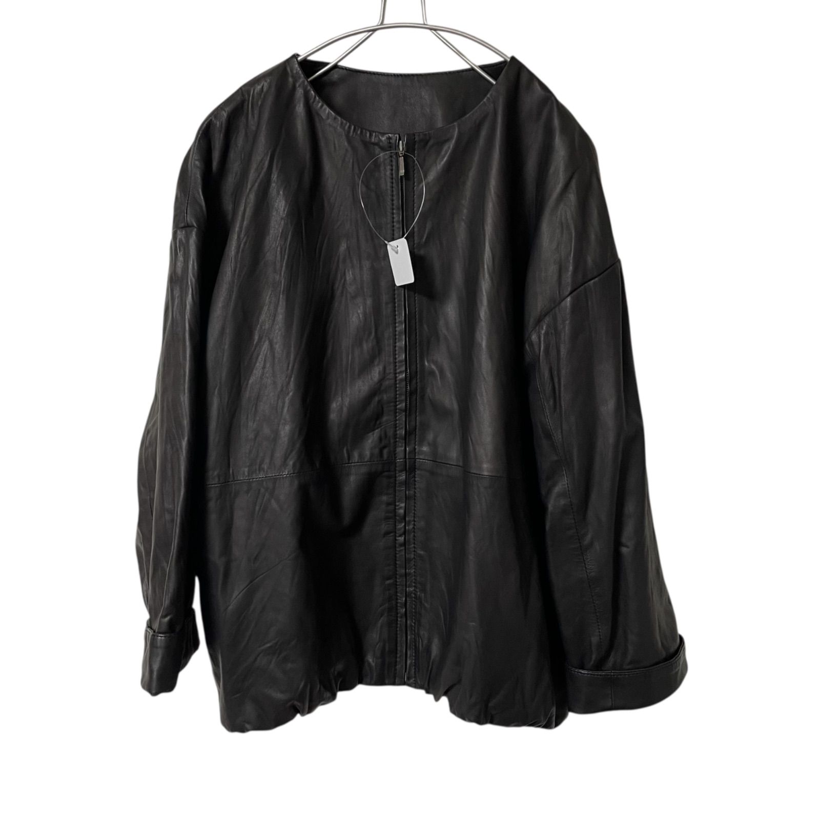 ZK19【美品】BEARDSLEY ビアズリー ノーカラーラムレザージャケット