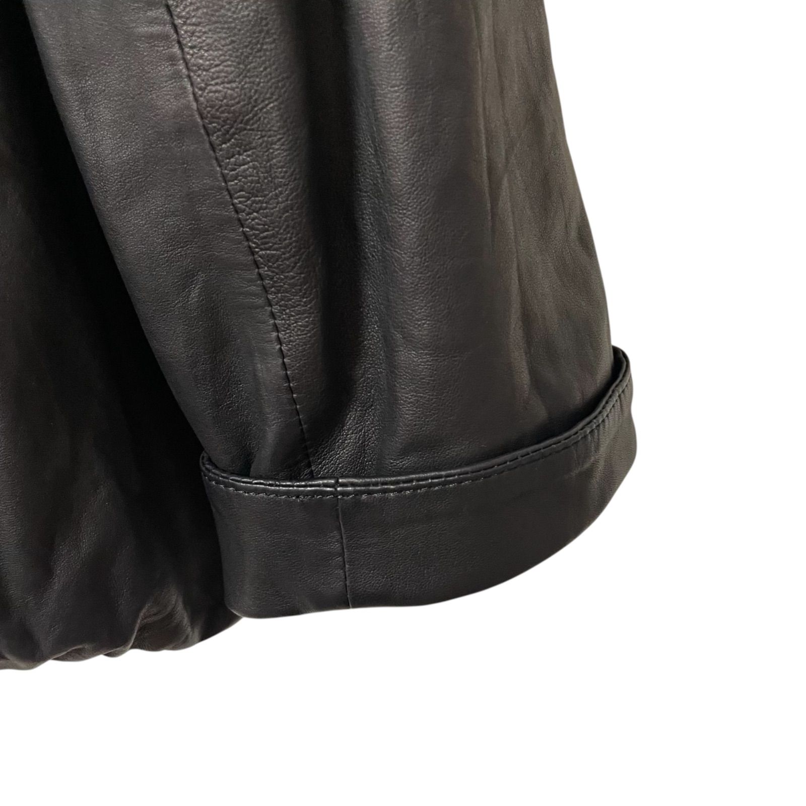 ZK19【美品】BEARDSLEY ビアズリー ノーカラーラムレザージャケット