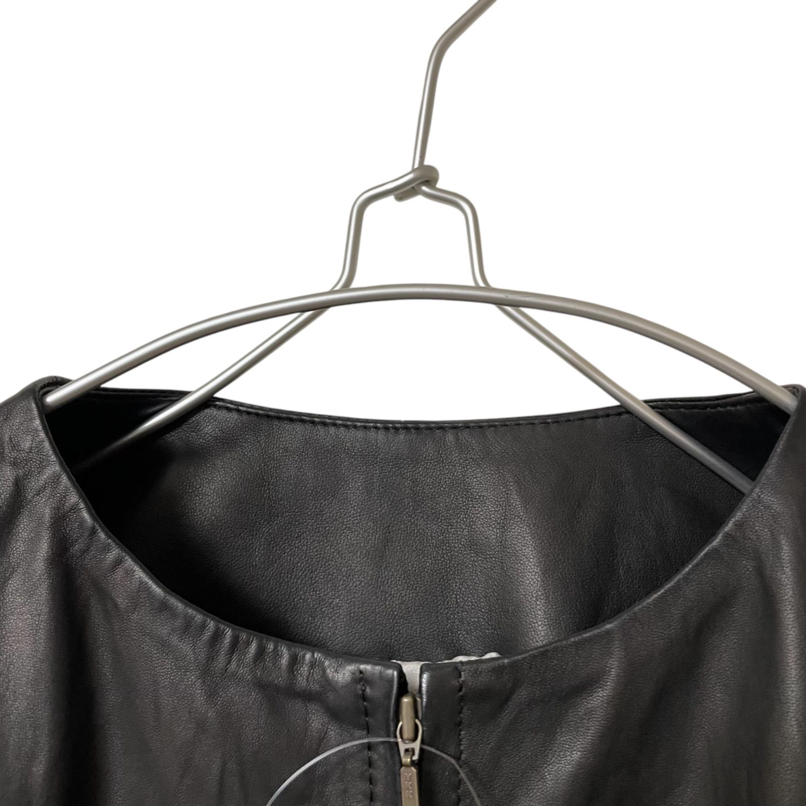 ZK19【美品】BEARDSLEY ビアズリー ノーカラーラムレザージャケット