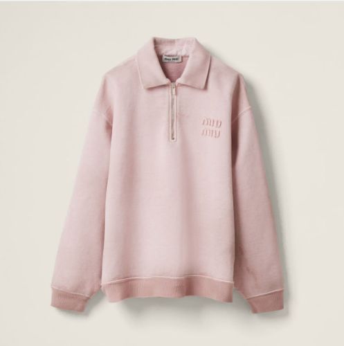 ミュウミュウ オーバーサイズ カラーTシャツ ポロシャツ ハーフジップ