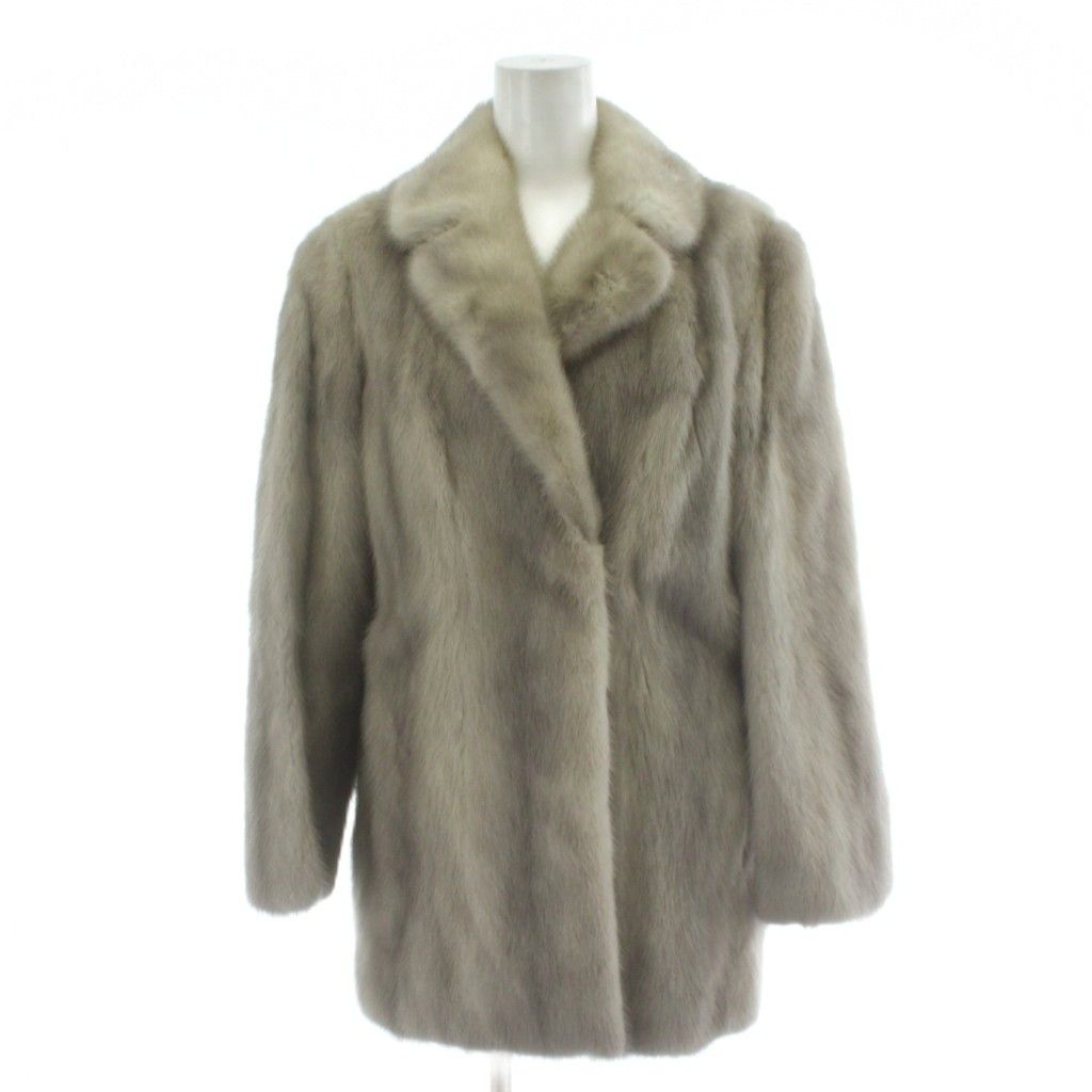 ノーブランド ファーコート ミンク 毛皮 11 グレー サファイアミンク