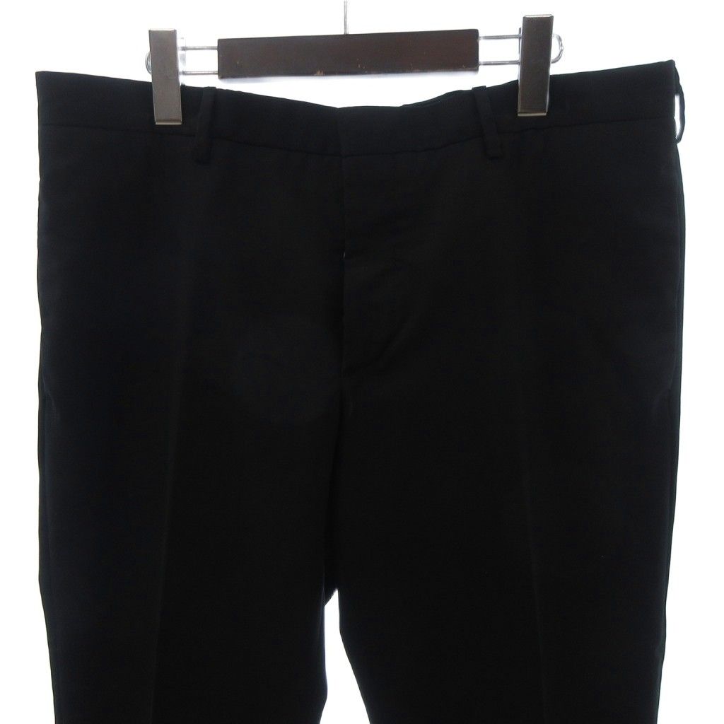 プラダ PRADA 美品 スラックス パンツ ボタンフライ ウール 黒