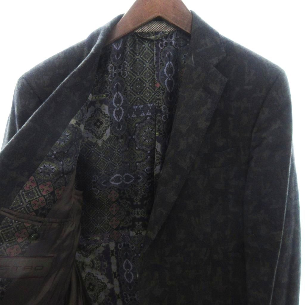 エトロ ETRO テーラードジャケット ブレザー シングル ウール 総柄 緑