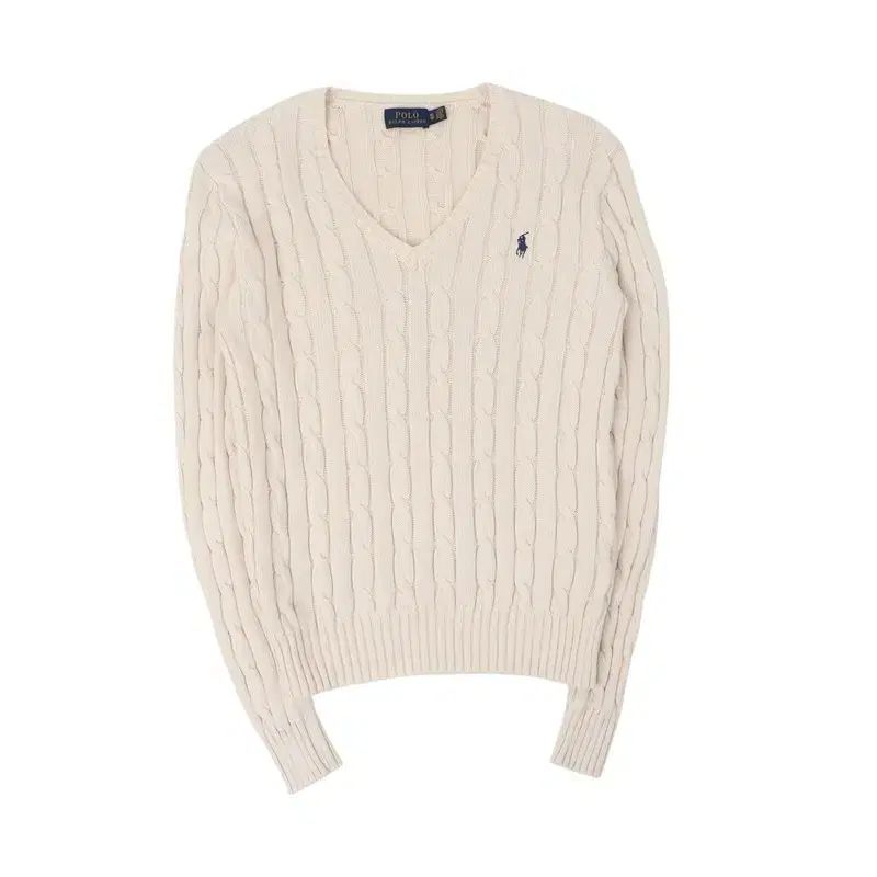 ポロラルフローレン アイボリー Vネック ケーブル ニット - メルカリ