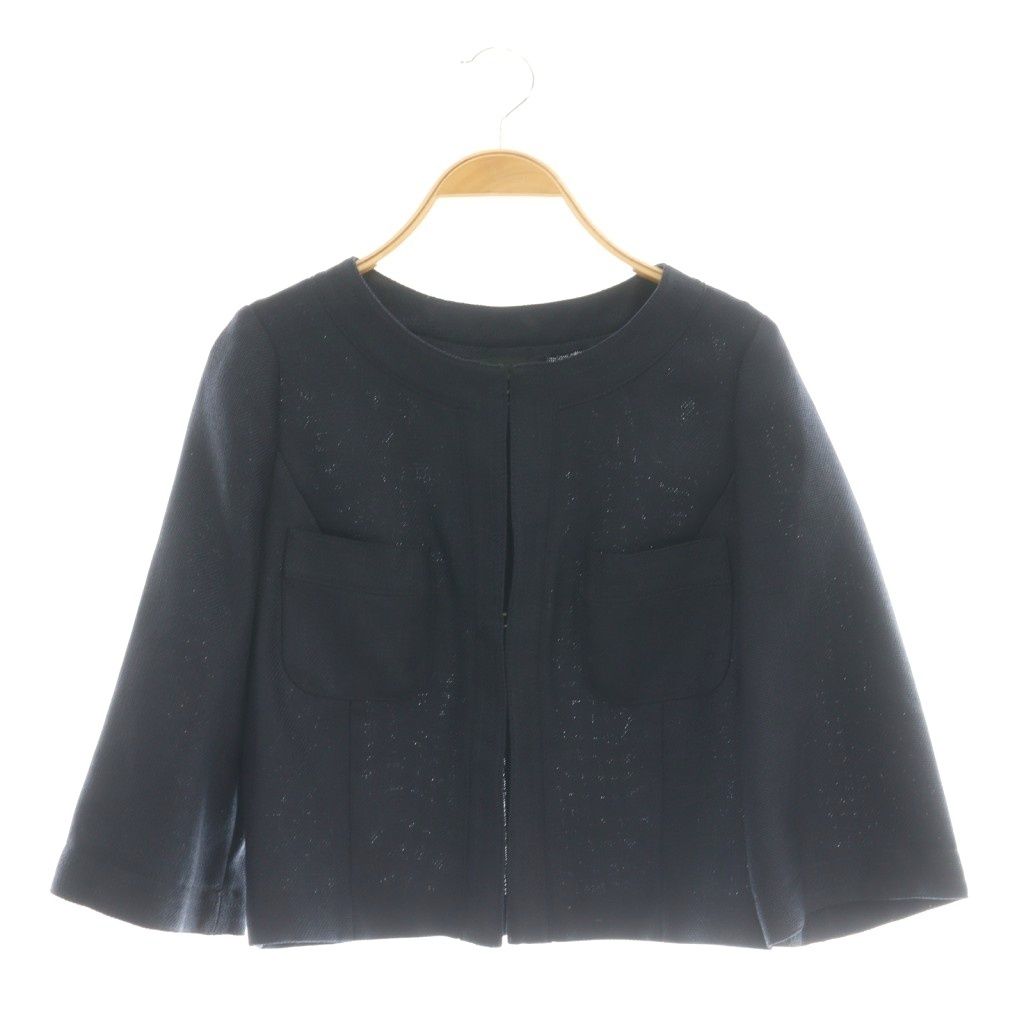 アナイ ANAYI ノーカラージャケット 七分袖 38 ネイビー /DF - メルカリ