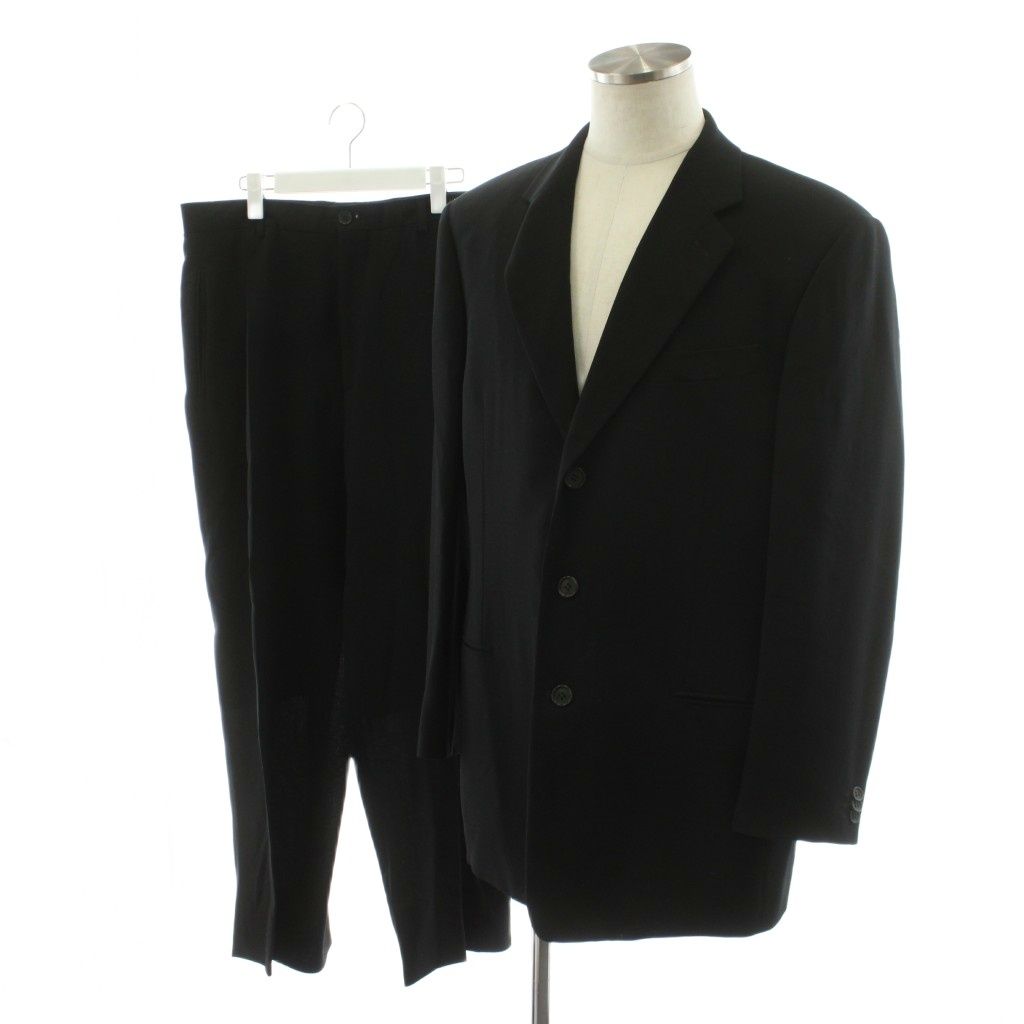 極美品　ジョルジオアルマーニ　テーラードジャケット　ヘリンボーン　黒　52 ジョルジオアルマーニ GIORGIO ARMANI スーツ セットアップ テーラード