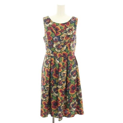 ロイスクレヨン Lois CRAYON ワンピース ひざ丈 ノースリーブ 花柄 M
