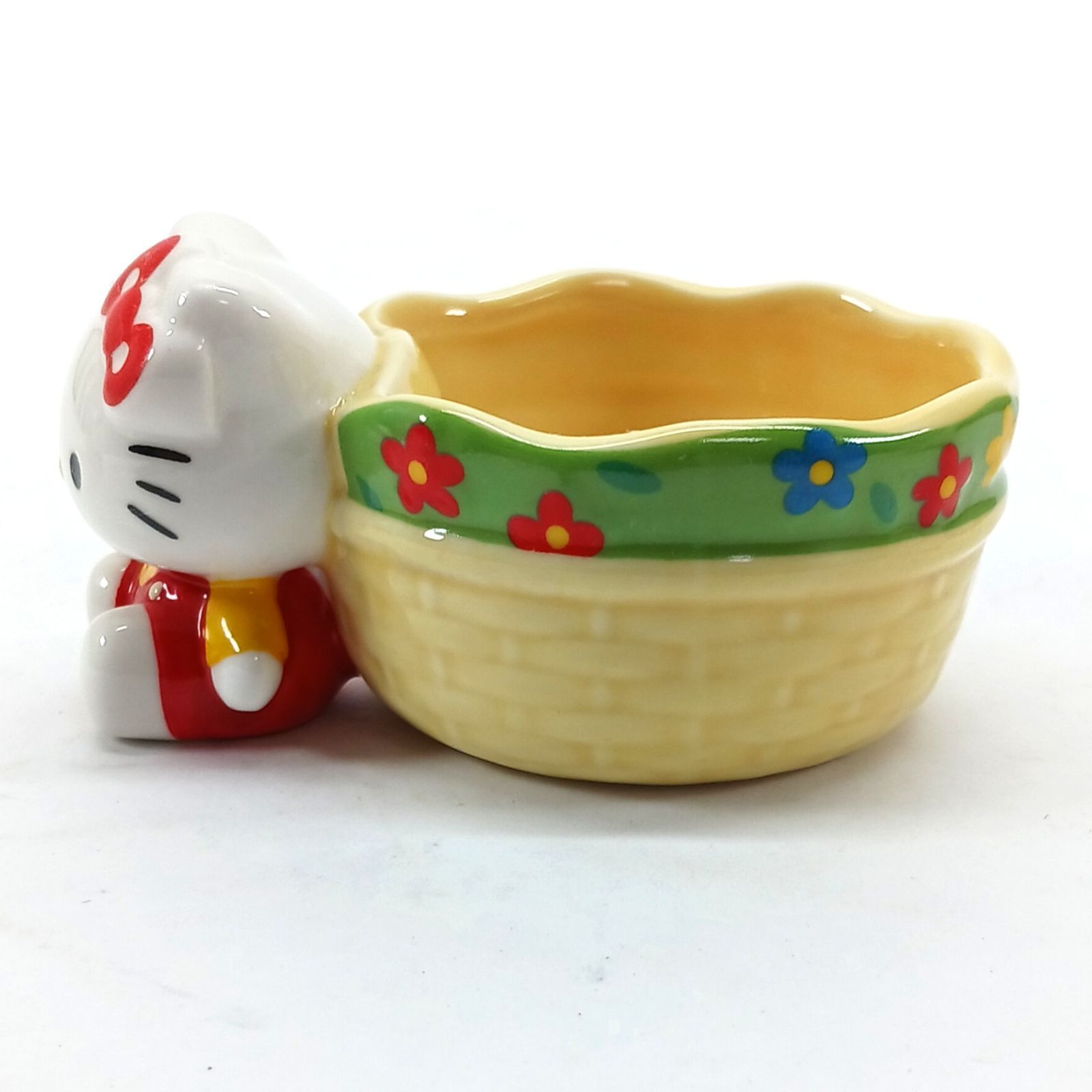 レトロ HELLO KITTY 妖精シリーズ　花柄 小物入れ 陶器製　未使用 ハローキティ キティちゃん ビンテージ 可愛い 小物入れ 陶器 花かご