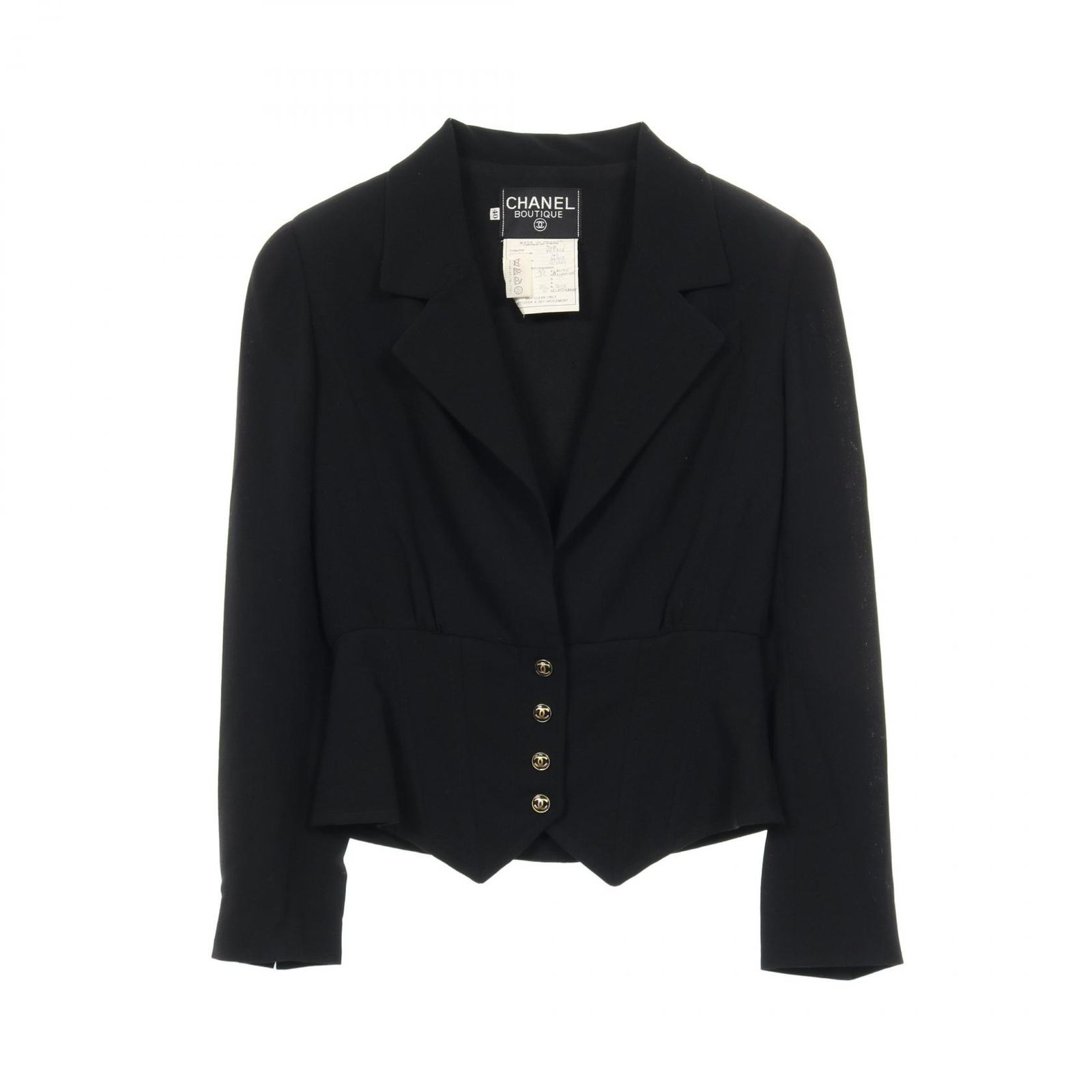 ◇シャネル CHANEL◇ココマーク 金ボタン ジャケット ブレザー ブラック レディース アウター ハンガー付 《