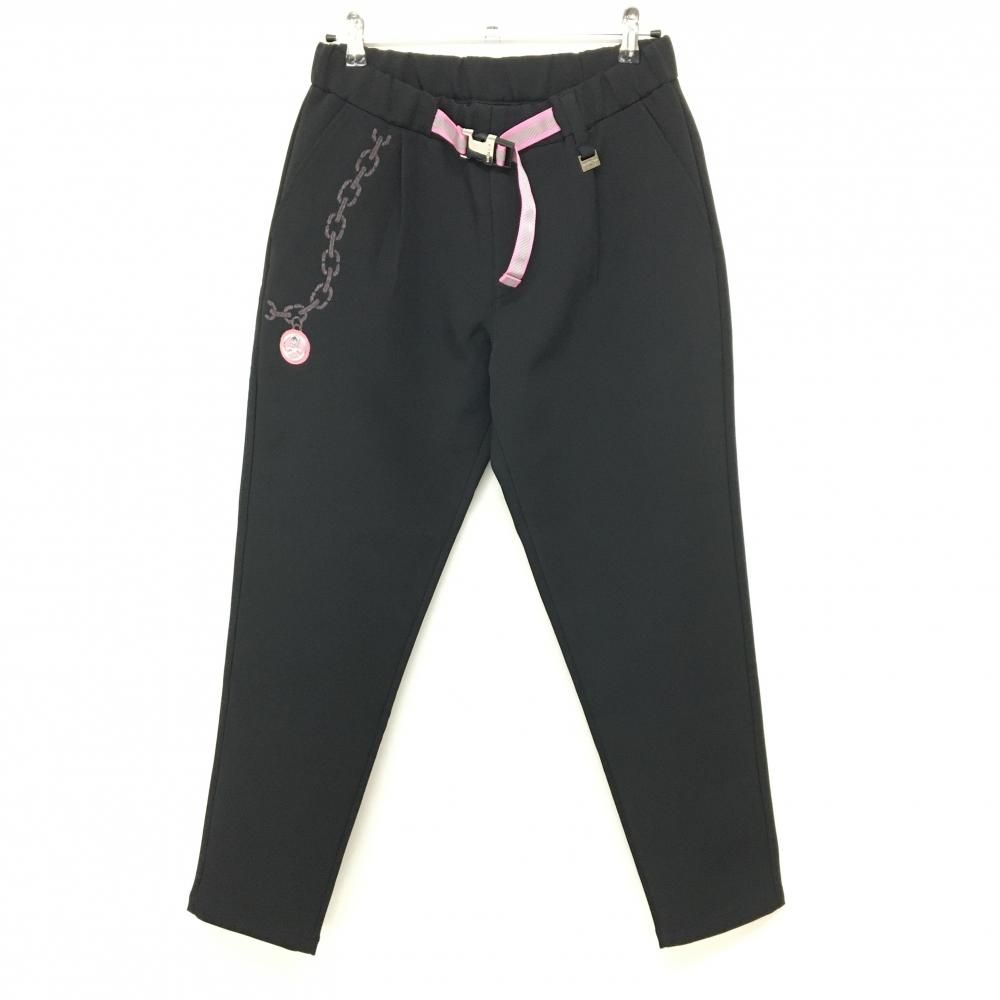超美品】マークアンドロナ パンツ 黒×ピンク スカル チェーンプリント