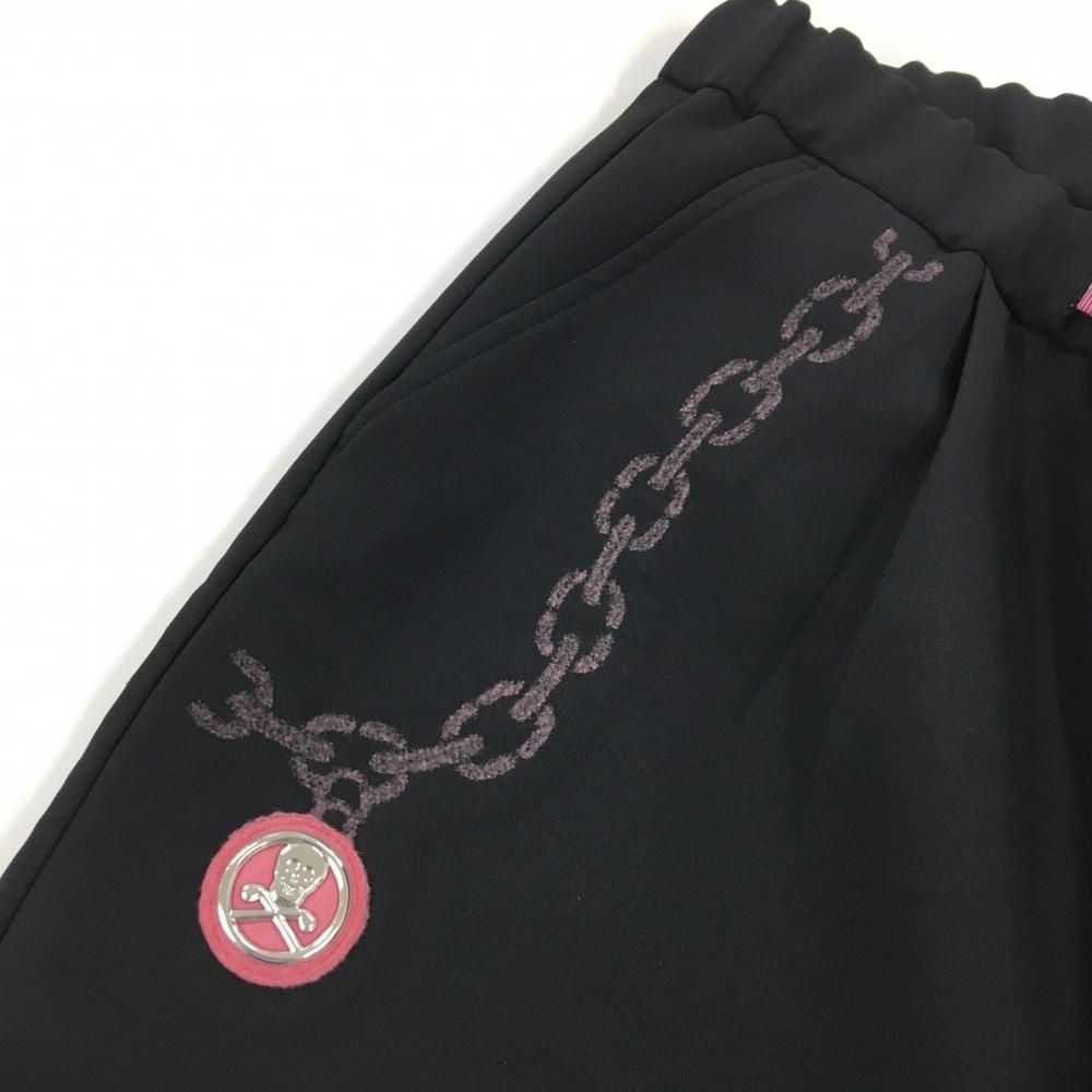 超美品】マークアンドロナ パンツ 黒×ピンク スカル チェーンプリント