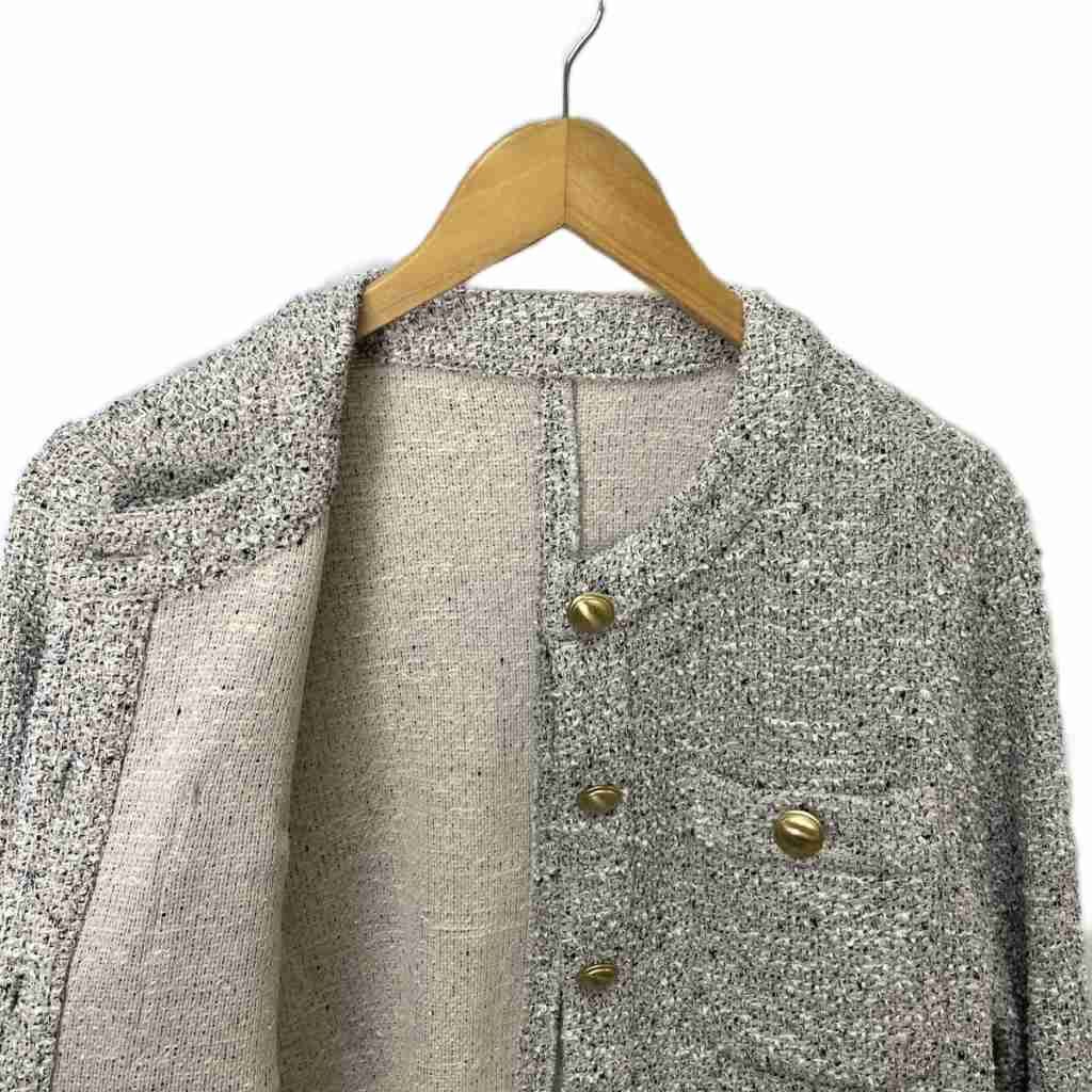 ブラーミン BRAHMIN ツイードジャケット ブルゾン 金ボタン 38 グレー