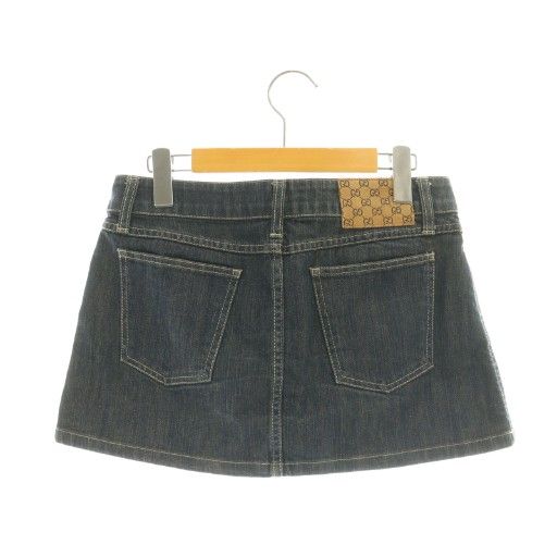 グッチ GUCCI デニム ミニスカート 台形スカート 40 ネイビー /DF □OS