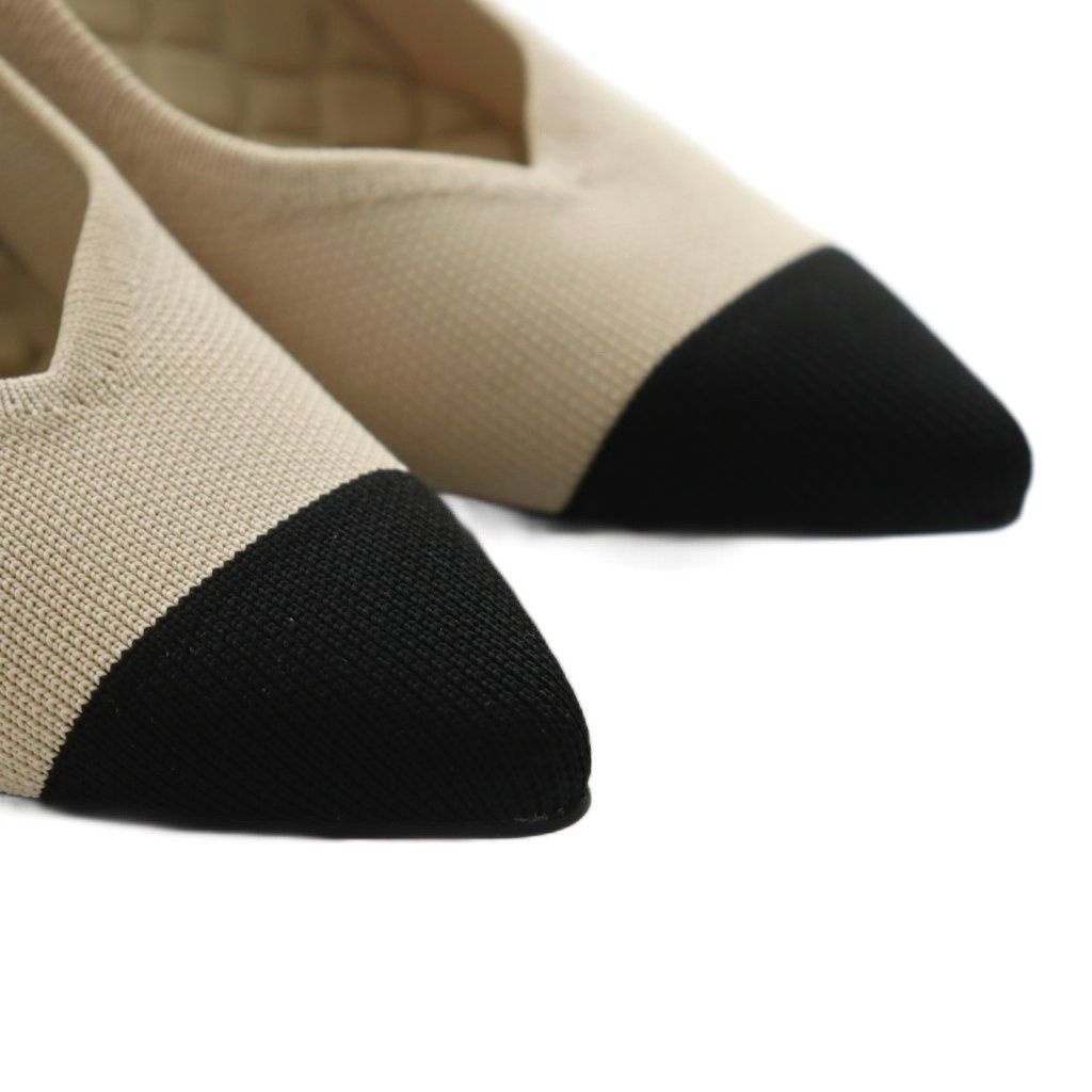 VIVAIA ビバイア ベージュ/黒 ポインテッドトゥパンプス ヒール約5cm ビバイア VIVAIA ポインテッドトゥ パンプス 36.5 ベージュ 黒