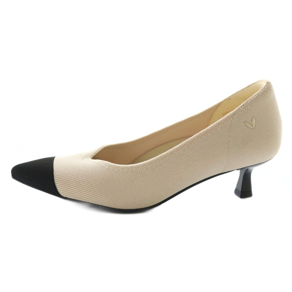 ビバイア VIVAIA ポインテッドトゥ パンプス 36.5 ベージュ 黒
