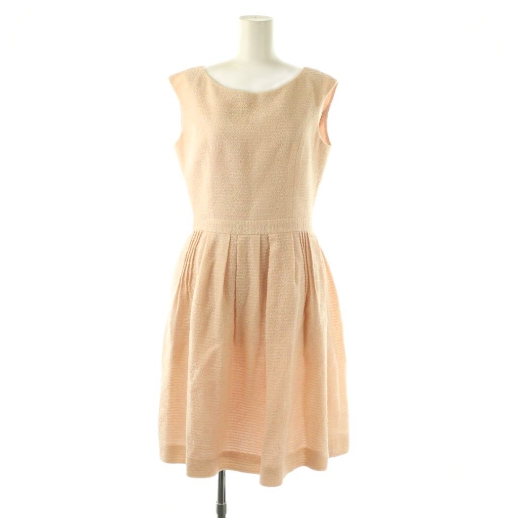 ルネ Rene ツイード ノースリーブワンピース 膝丈 36 サーモンピンク