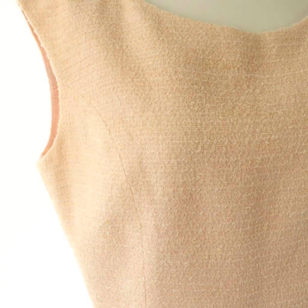 ルネ Rene ツイード ノースリーブワンピース 膝丈 36 サーモンピンク