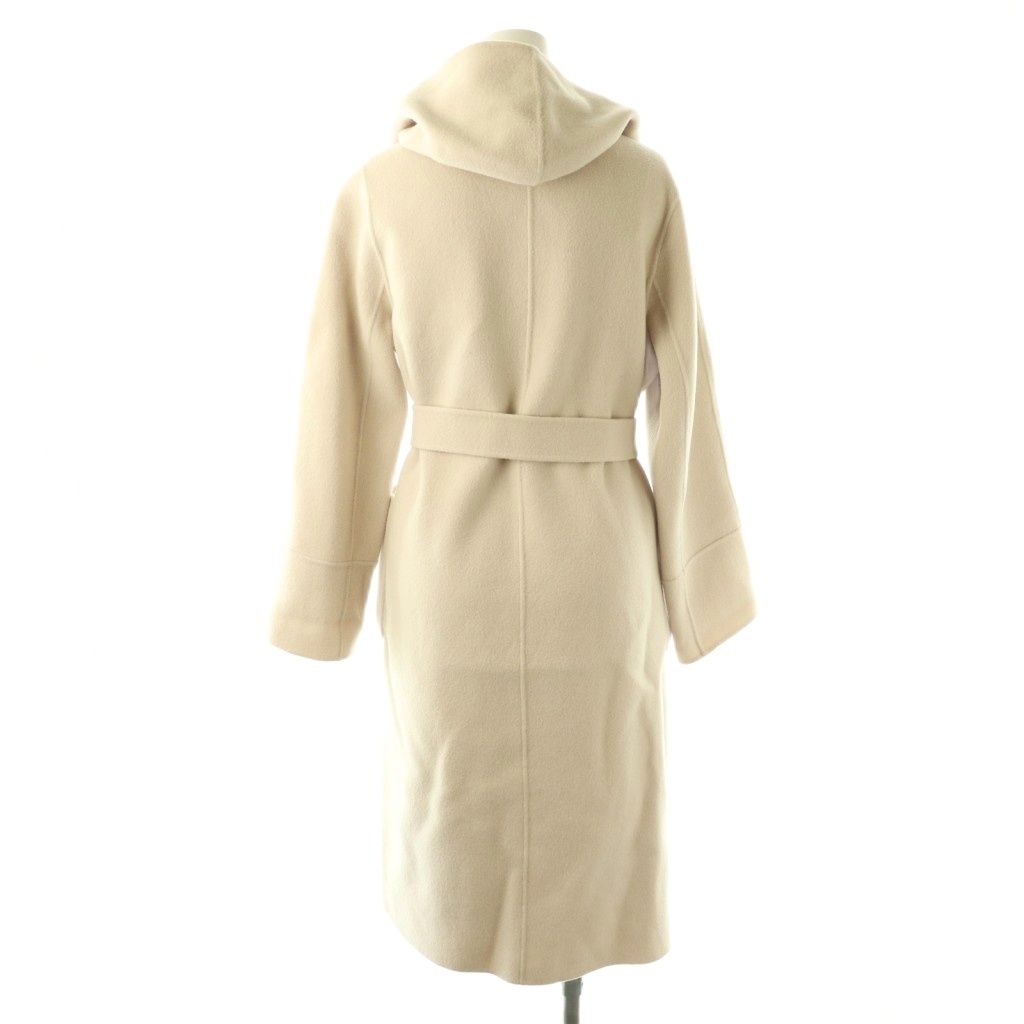 定番 ANAYI シャルムリバーフーデットコート ベルト付 ダークネイビー 36 アナイ ANAYI シャルムビーバーフードコート ロング 36 オフベージュ