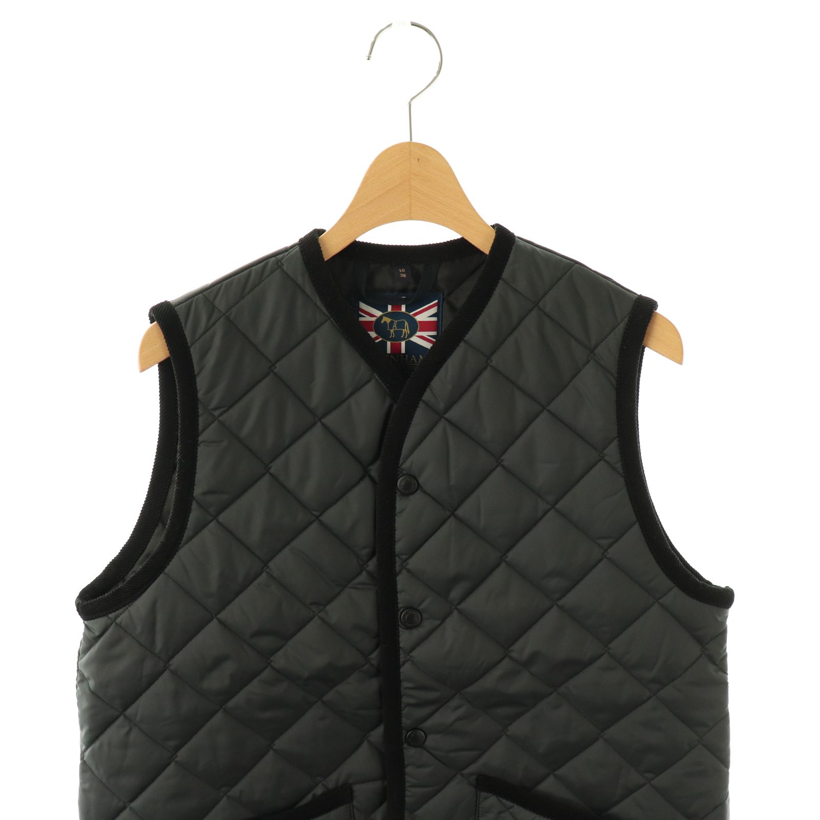 ラベンハム LAVENHAM キルティングベスト 前開き 中綿 38 黒 /NR □OS