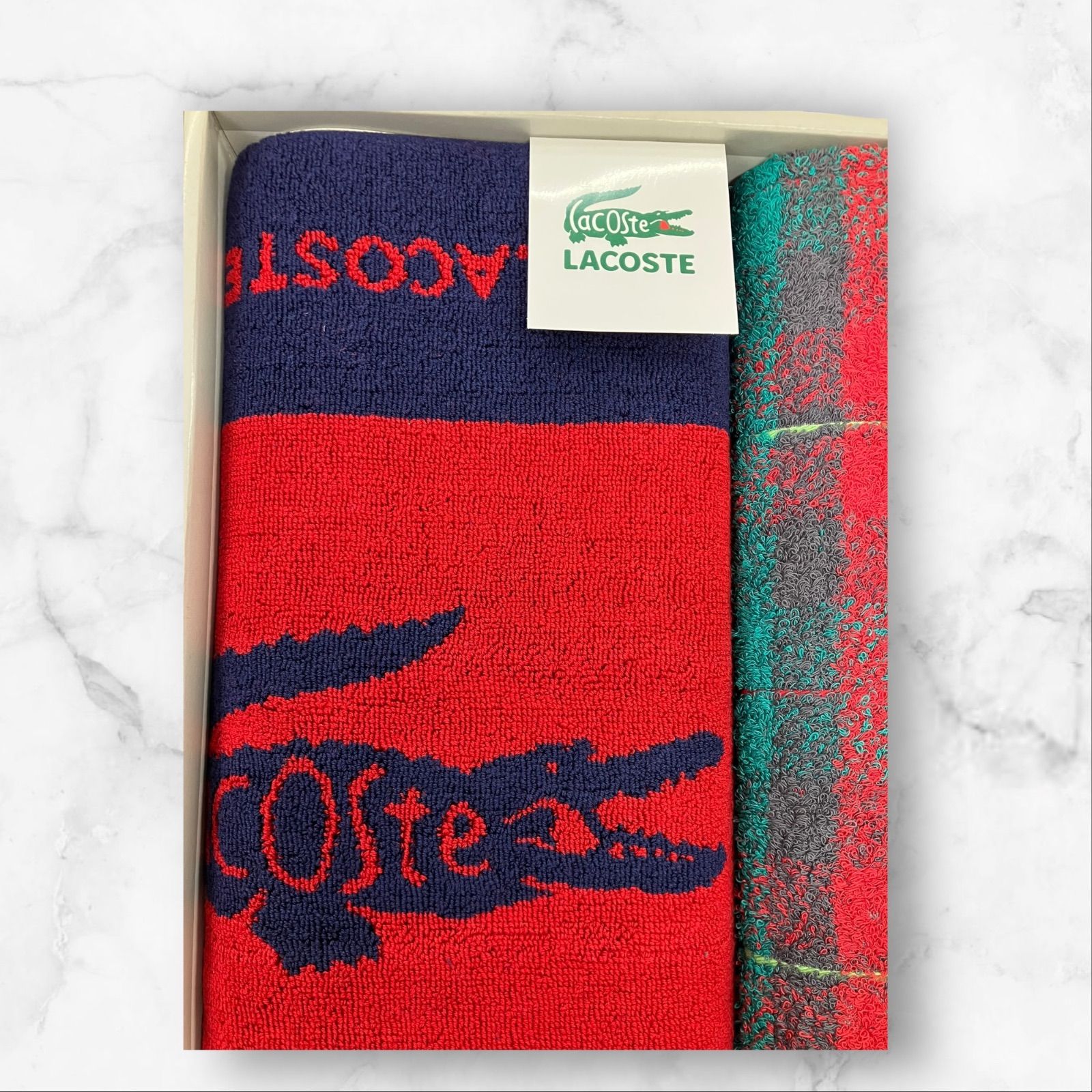 O-2010 未使用 LACOSTE ラコステ バスマット フェイスタオルセット
